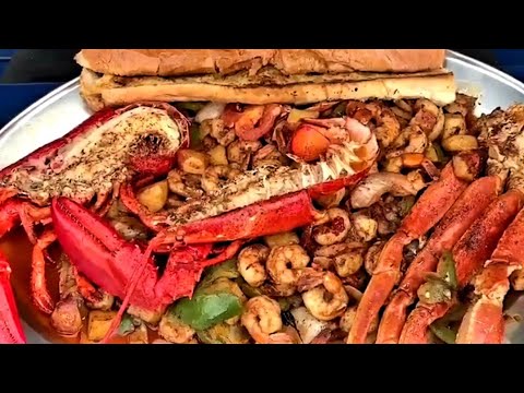 seafood platter || turkish street food || lobster with vegetables