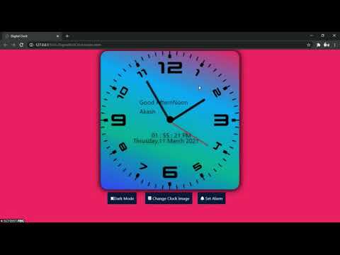 Made Analog Clock With Alarm Feature Using HTML5,CSS3,Javascript and Bootstrap(Only For Desktop).