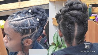 High Bun protective style on natural hair