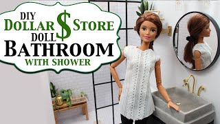 DIY How to make: Dollar Store Doll Bathroom with Shower  Barbie bathroom