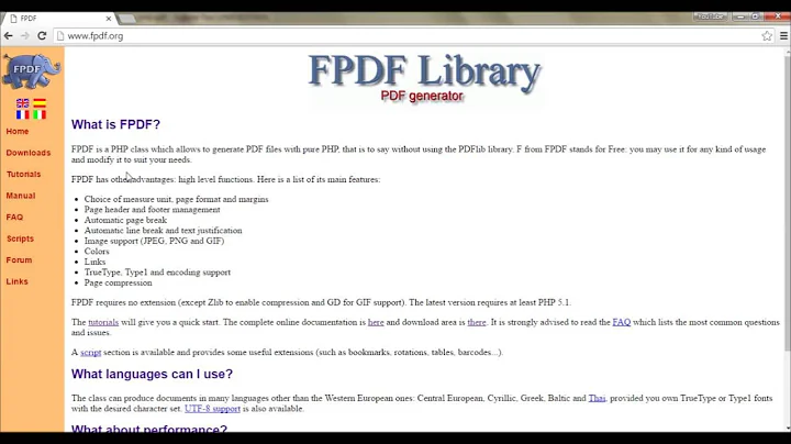 Create PDF using PHP  -  FPDF  -  1 -   Hello world