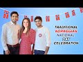 traditional NORWEGIAN national day celebration with international students