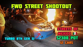 12 CAR FWD SHOOTOUT | STREET RACING | TURBO CIVIC SI, K20 DEL SOL, TURBO BSERIES CRX & MORE