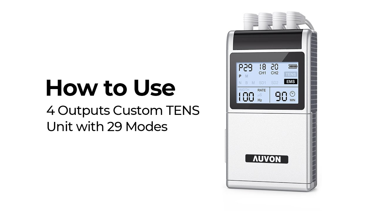 AUVON 4 Outputs TENS Unit EMS Muscle Stimulator Machine for Pain