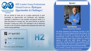 SPE London Young Professional presents: "A Virtual Event On Hydrogen: Opportunities and Challenges"