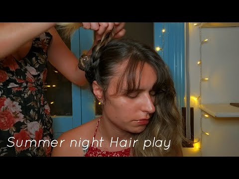 ASMR Relaxing Hair play in the Spanish countryside | Hair sounds, crickets, summer night ambience