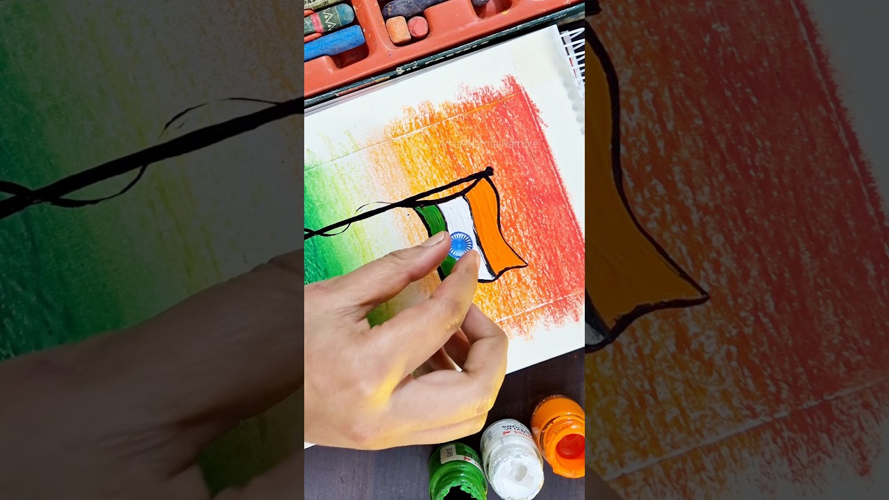 Republic Day | Indian flag drawing with oil pastels | so easy #shorts #26january #26januarystatus