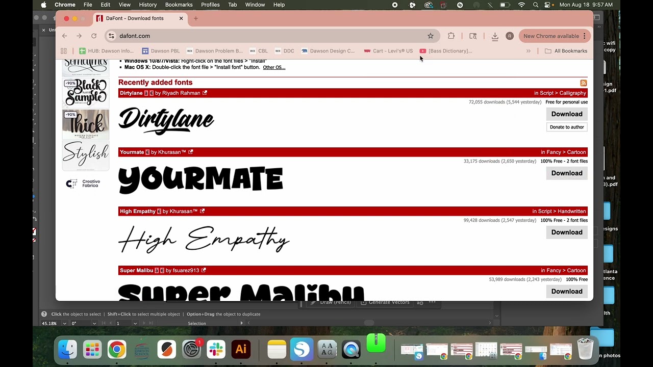 Installing a new font in Illustrator
