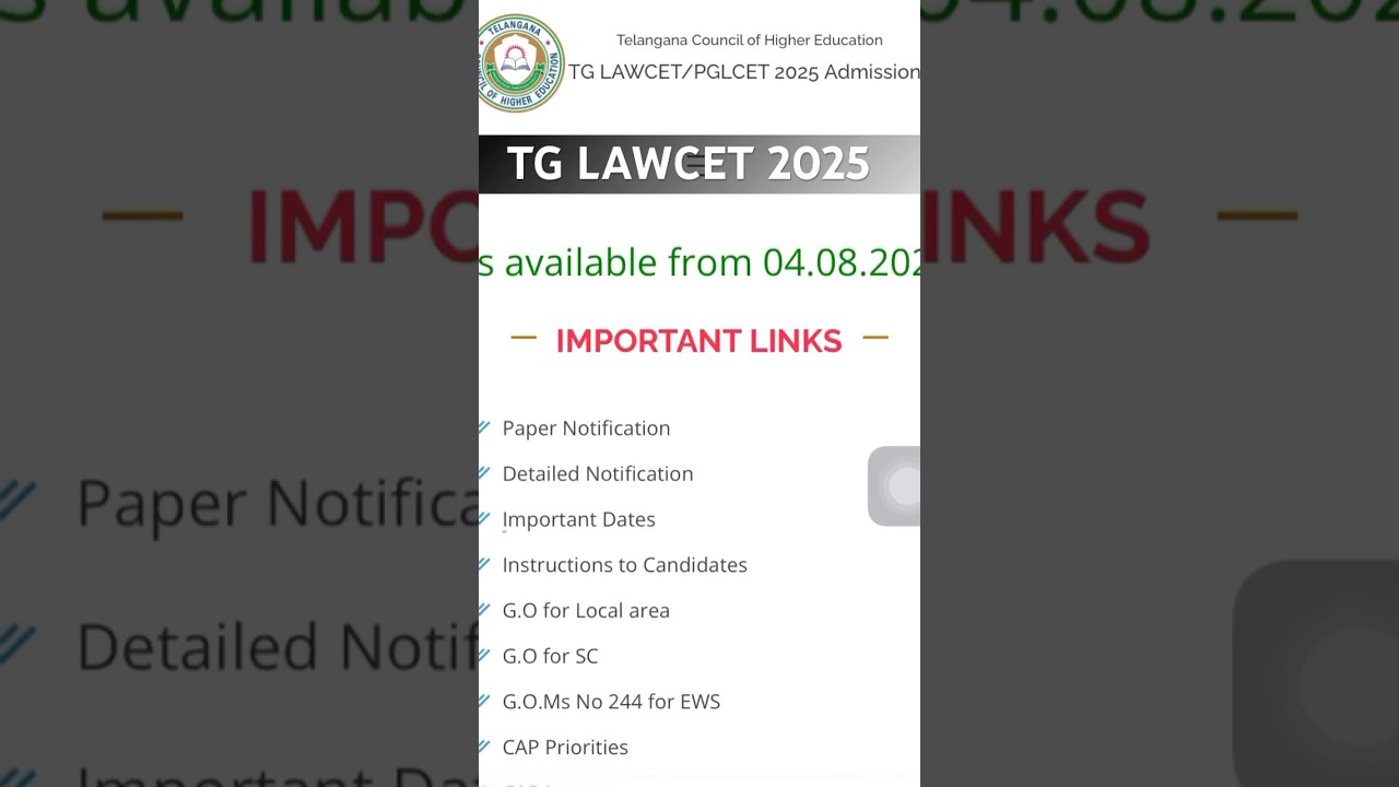 TG LAWCET 2025 registration dates 