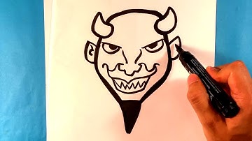 How to Draw Devil Face - Halloween Drawings