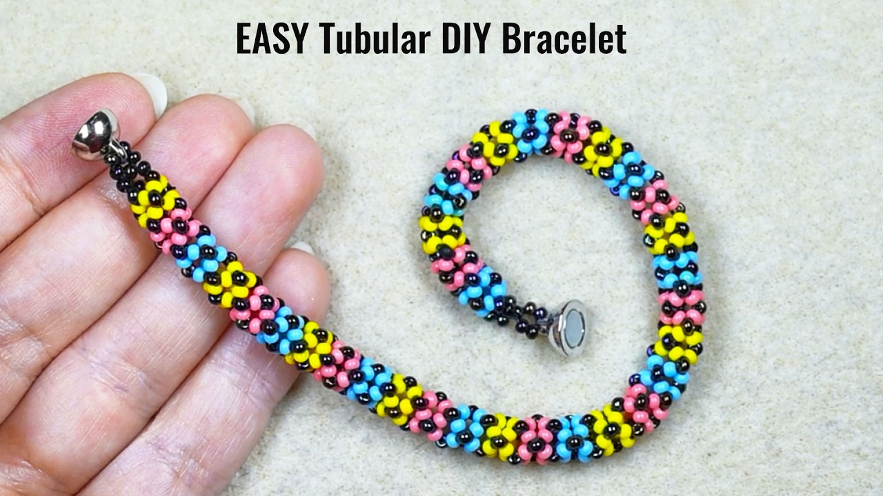 Easy DIY Tubular Chenille Stitch Bracelet For Beginners!
