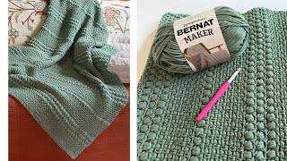 Cozy Crochet Moss & Puff Blanket, Bernat Maker, Lapghan