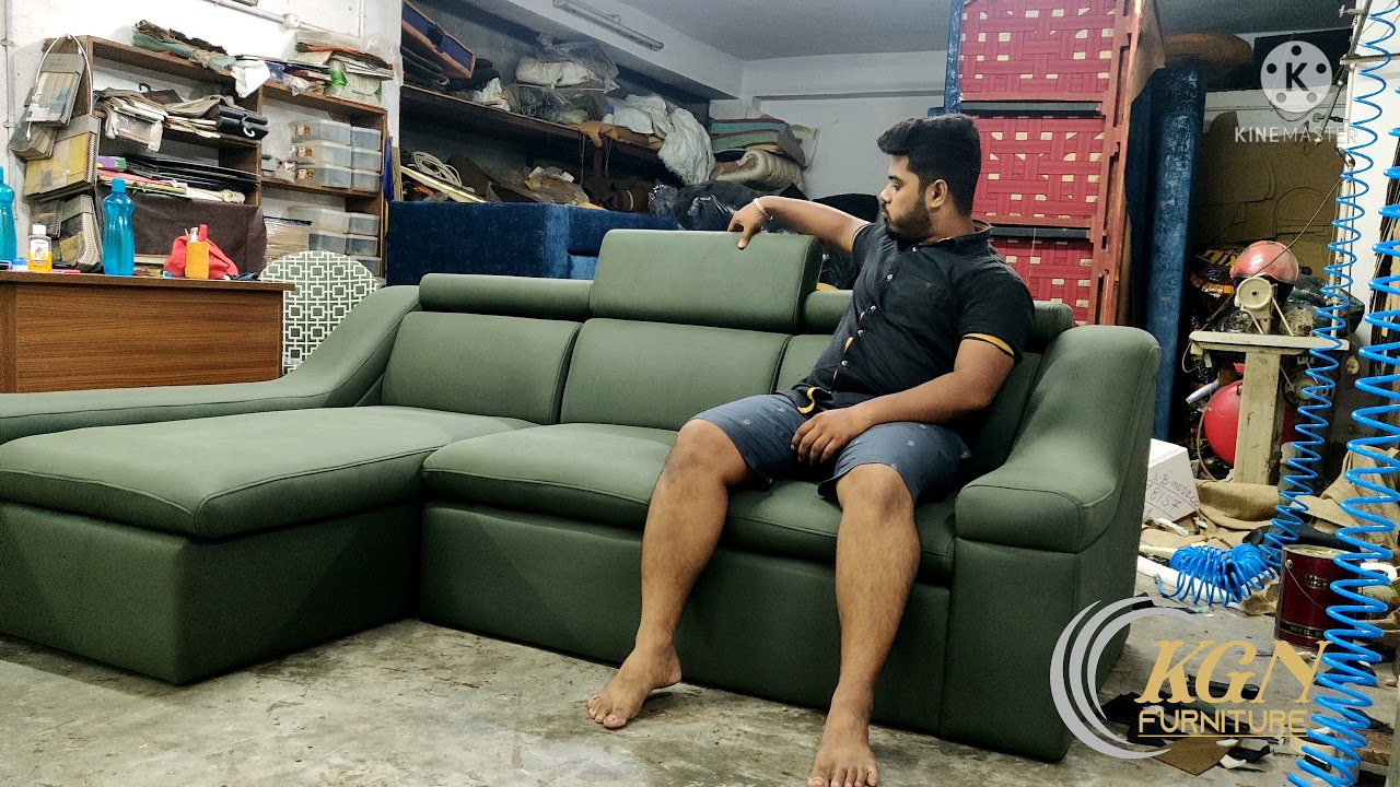 L shape adjustable headrest sofa.