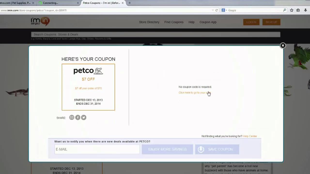 How to use PetCo Coupons at I’m in!
