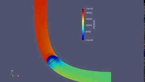 Pressure contour animation through an elbow joint containing throttle valve(Transient simulation)