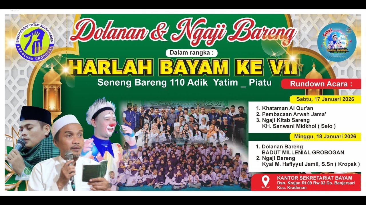 📡🔴Hari 2 HARLAH BAYAM KE 7 | Ngaji Bareng 110 Anak yatim |  SADEWA MEDIA HD\ banjarsari 180126