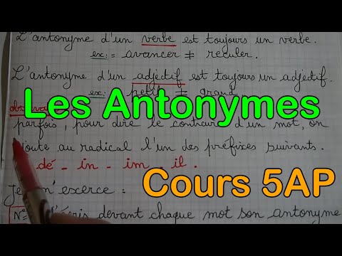 Les Antonymes - Cours 5AP - الأضداد - درس في الفرنسية - السنة الخامسة