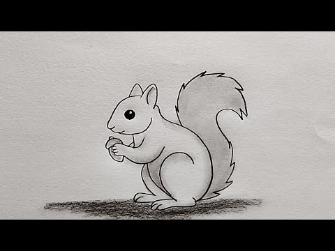 How to draw cute squirrel picture - Easy squirrel drawing step by step - Pencil drawing tutorial 
