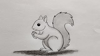 How to draw cute squirrel picture - Easy squirrel drawing step by step - Pencil drawing tutorial 