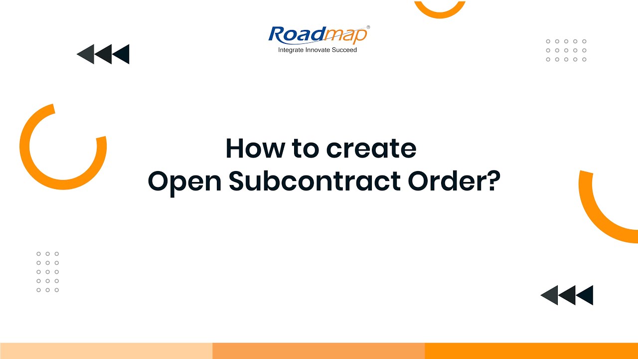 How to create Open Subcontract Order and Subcontract Order? - YouTube