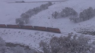 BNSF Intermodal Shorty In Tehachapi Snow