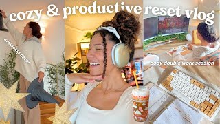 cozy productivity & reset🎧 body double work session, house reset, and home updates!