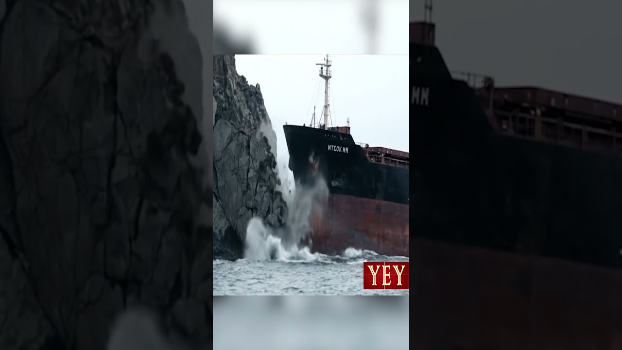 Ship Crashes into Beach Cliff Breaking Off a Section 