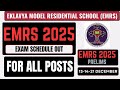EMRS 2025 Exam Schedule & Date Released I Admit Card, Exam City for TGT, PGT, JSA, Warden & All Post