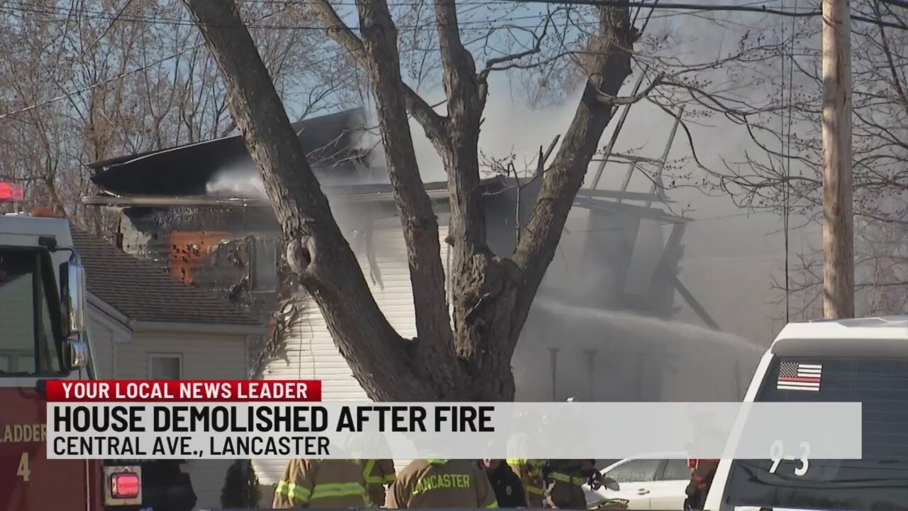 Lancaster house demolished following fire - YouTube