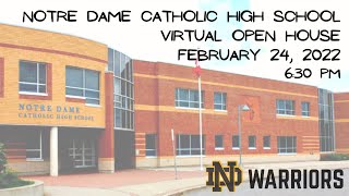Notre Dame Virtual Open House for Students Entering Grades 7 & 8 - Thursday, February 24, 2022