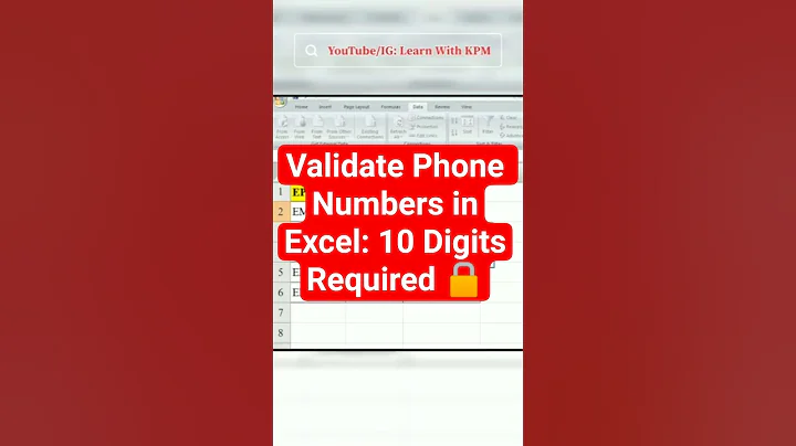 Validate Phone Numbers in Excel: 10 Digits Required 🔒 #excel #viral #shorts