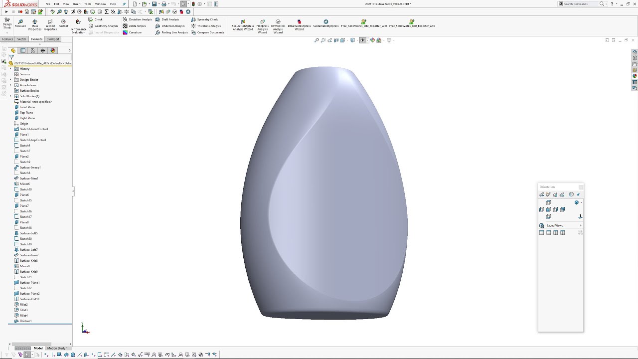 Solidworks: Modelling a Dove Bottle Form Follow Up