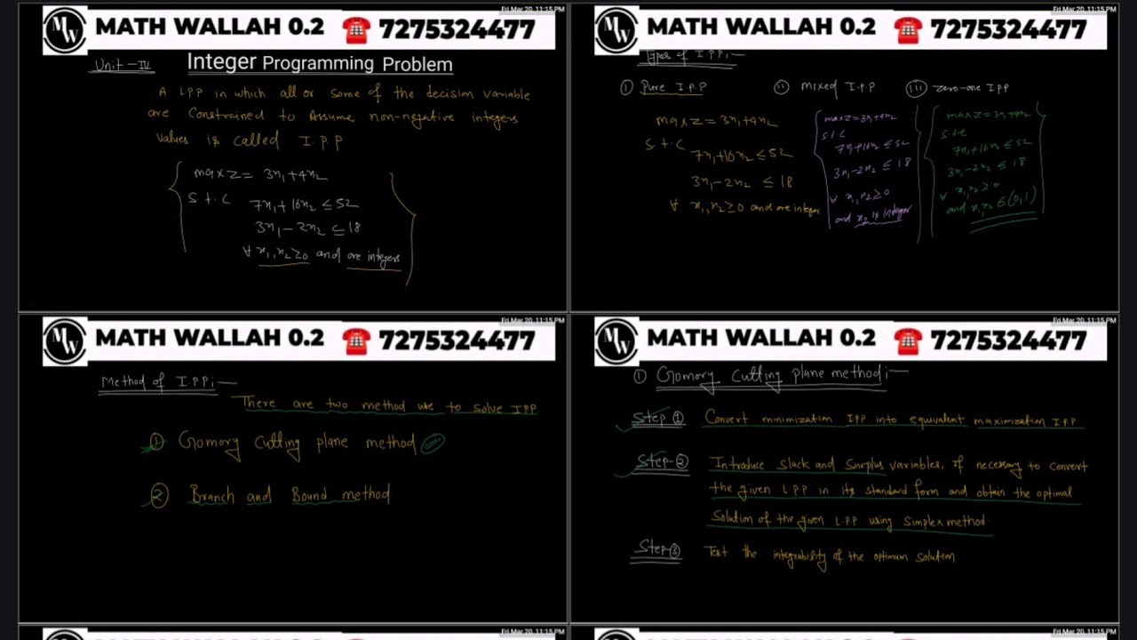Integra Programming Problems | Gomory's Cutting Plane Method ...
