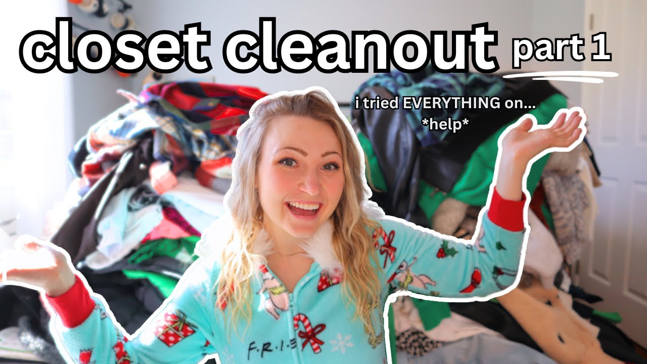 TRYING ON ALL MY CLOTHES // major closet cleanout and declutter PART 1 ...
