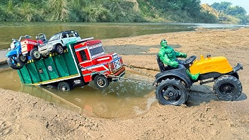 TATA Truck Loaded Car Tractor Bike Accident Pulling Out Hulk Tractor | Tractor Cartoon | Jcb Cartoon