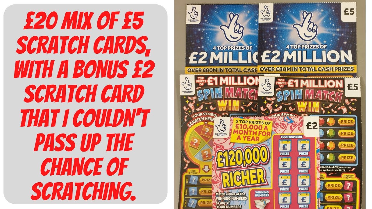 £20 mix of lotto scratch cards. How many of these £5 scratch cards will