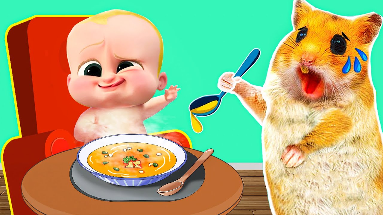 Baby Boss Is Hungry! Good Hamster Take Care Of Baby Boss | Cartoon by Mini Hamster Land