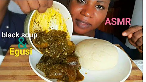 ASMR African food mukbang/ Mukbang Nigeria fufu and Bitter Leaf Soup & egusi