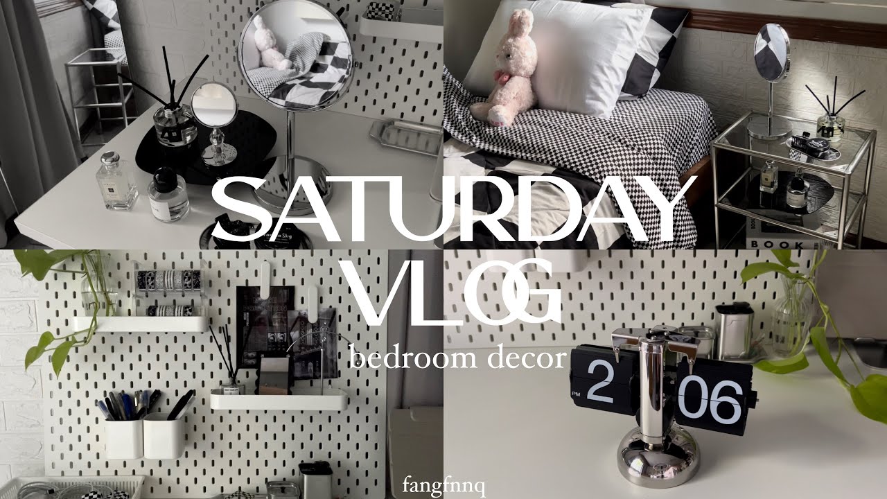 Saturday vlog 03 ◟📓⌇🖤 ⸝⸝⸝ Bedroom decor  แกะพัสดุ , พิกัดของแต่งห้อง , จัดมุมหัวเตียงใหม่ | Fangfnnq
