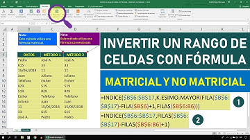 Invertir un rango de celdas con fórmula - matricial y no matricial