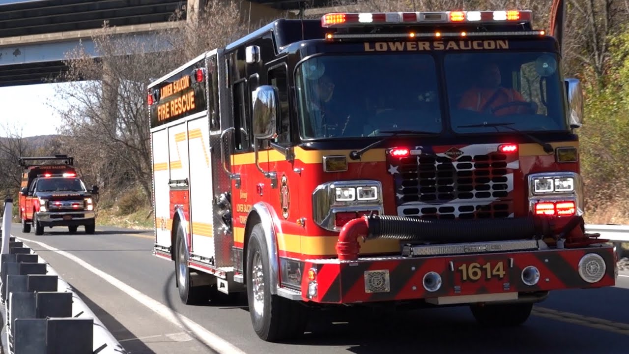 Lower Saucon Fire Rescue Engine 1614 & Traffic 1644 Responding - YouTube