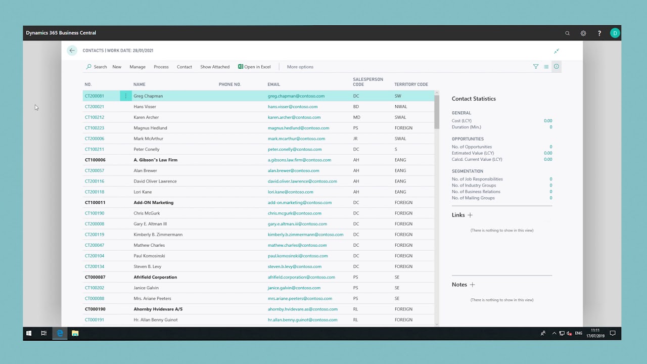 Set up Salespeople in Dynamics 365 Business Central - YouTube