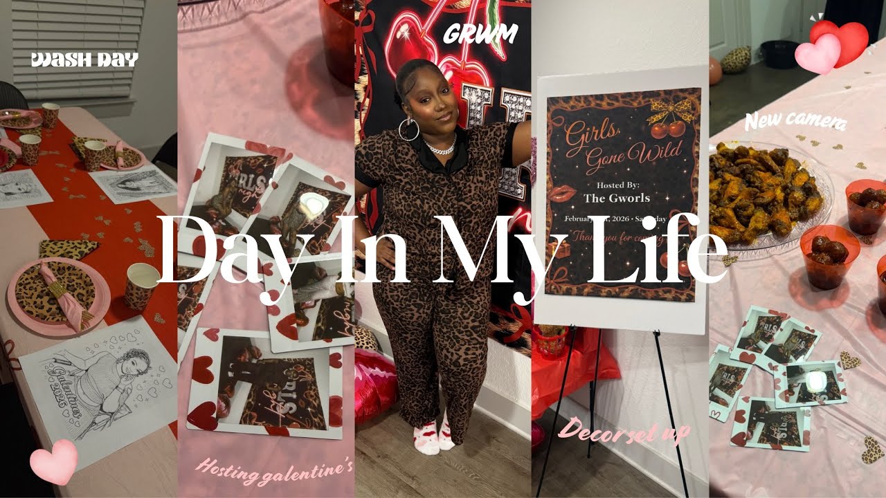 Day in my life ✰ | hosting galentines, decor set up, new camera, GRWM, wash day,  + more