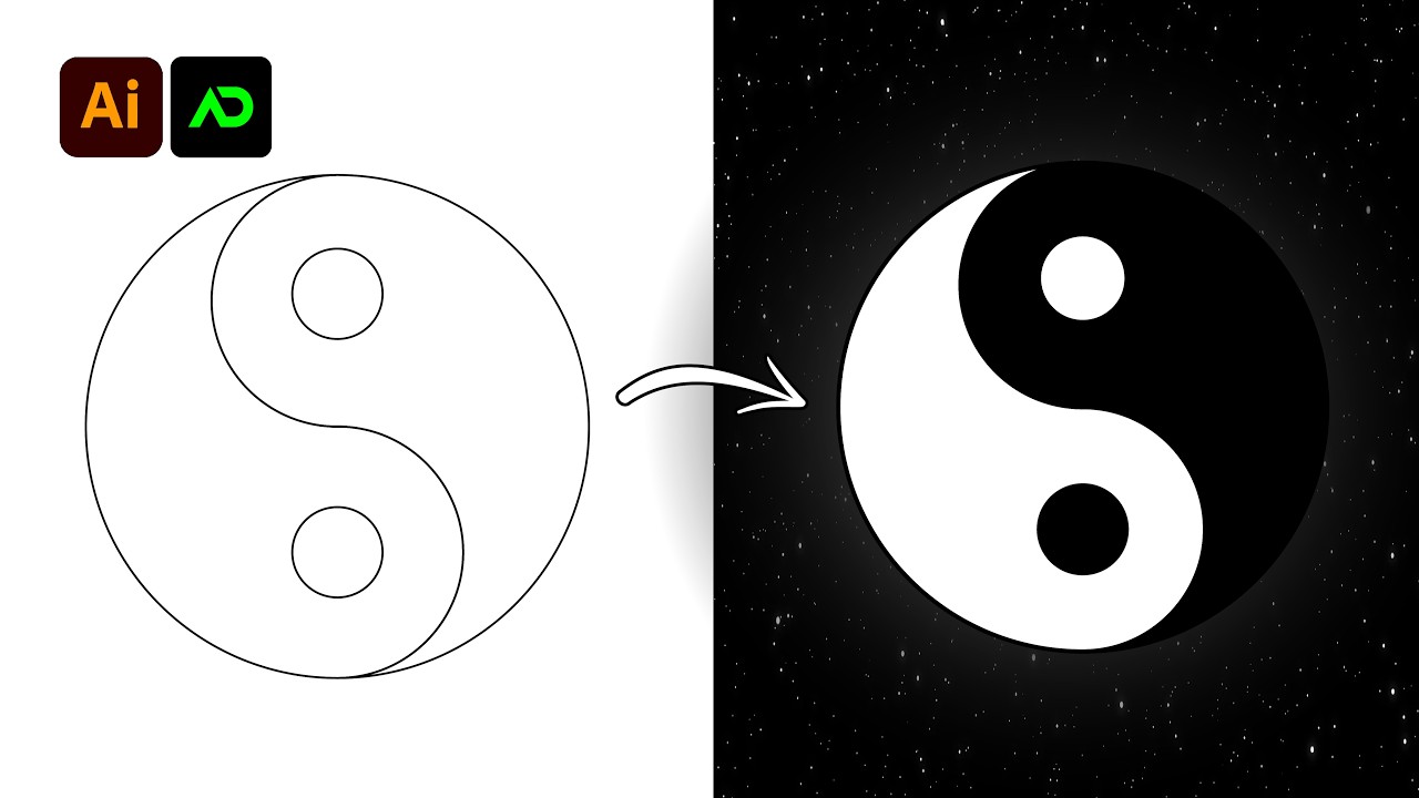 How To Make YIN YANG Symbol In Illustrator (uncut version)