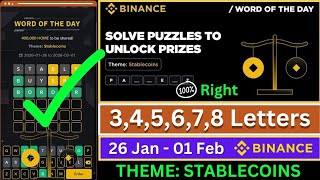 Theme Stablecoins Binance Crypto Wodl Answers Today All Letters Wotd