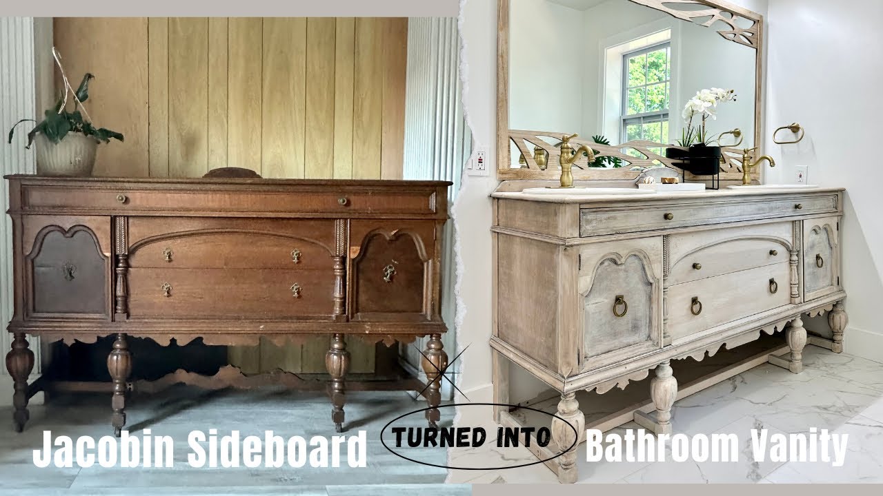 From Vintage Buffet into a Double Bathroom Vanity