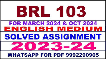 brl 103 solved assignment 2023-24 | brl 103 solved assignment in english 2024 | brl 103 2024