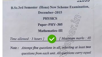 2015 Mdu BSc Physics Hons 3rd Mathematics Question Paper #MduQuestionPaper