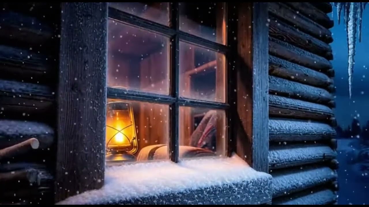 Snowfall Outside a Cozy Cabin Window 🌙 Silent Winter Night Ambience for Deep Sleep & Relaxation