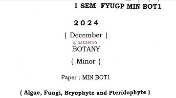 BSc first semester botany minor paper Dibrugarh University MIN BOT1 2024 FYUGP @proysir Algae,